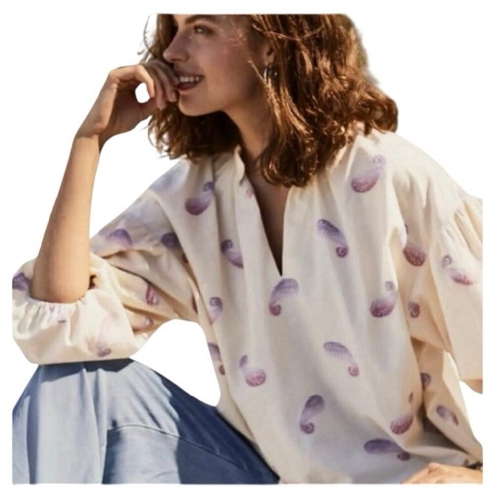 J.Jill NWT Barley  Paisley Print Popover Blouse 3X Relaxed Long Sleeve Tunic